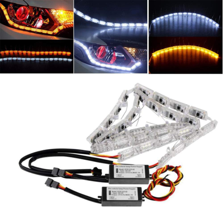 Lumini LED universale de zi cu DRL și semnalizator dinamic tip „fugar”, set 2 bucăți, 26,5 / 32 / 39 / 43 cm