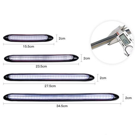 Lumini LED DRL de zi cu semnalizator dinamic tip „fugar”, set 2 bucăți, 15,5 / 23,5 / 27,5 / 34,5 cm