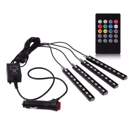 Iluminare Interioră auto RGB LED pentru podea, cu efecte și telecomandă