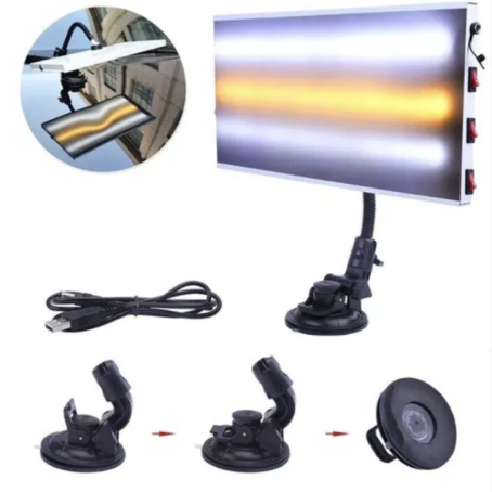 Șablon reflectorizant PDR cu iluminare LED reglabilă (3 niveluri), alimentare USB și suport cu vid