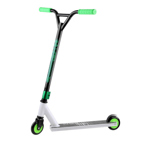 Trotinetă pentru trucuri și freestyle verde/albă cu imprimeu TR004