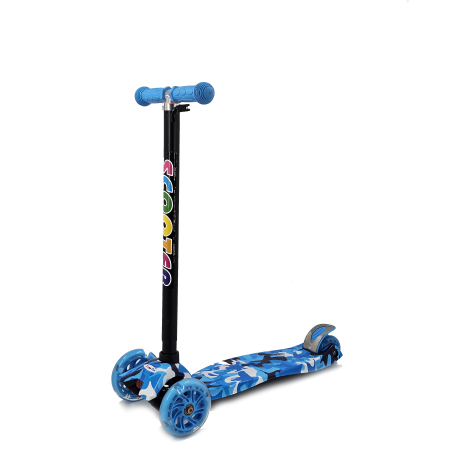 Trotinetă pentru copii cu 3 roți luminoase albastre / puncte multicolore, TR010