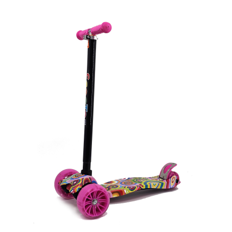 Trotinetă pentru copii cu 3 roți luminoase roz / multicoloră, TR020