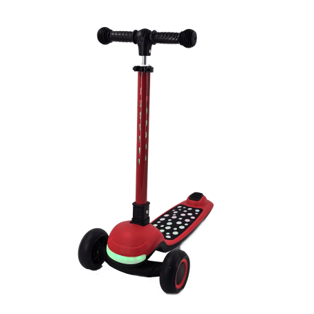 Trotinetă pliantă luminoasă - tricicletă roșie cu muzică – 8 lumini și 4 melodii