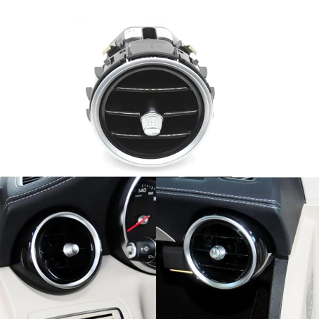 Grilă / conductă de aer pentru Mercedes Benz Clasa C W205 neagră cu crom rotund stânga / dreapta