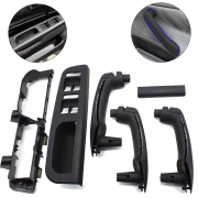 Set complet de mânere negre pentru toate ușile la VW Golf 4 / Bora / Jetta (1997-2008), cu 4 geamuri electrice