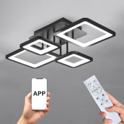 Abajur / plafonier LED modern cu funcții și telecomandă/control mobil, 4 buc. modele pătrate