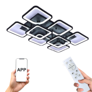 Abajur / plafonier LED cu funcții și telecomandă / control mobil, 10 buc, pătrate