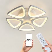 Abajur LED modern în formă de floare – 5 petale, cu telecomandă și control prin aplicație, 3 culori de lumină