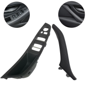 Set mânere interioare față pentru BMW Seria 5 F10 F11, negre, mâner complet cu piele