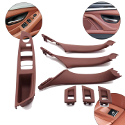 Set complet mânere interioare pentru BMW Seria 5 F10 F11, rosu-maro, piese interioare și panou fără funcție de pliere