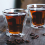 Cana de cafea elegantă și rezistentă la căldură, din sticlă cu pereți dubli, 80 ml