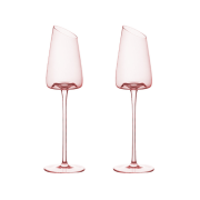 Set de 2 pahare roz pentru șampanie și vinuri spumante cu design înclinat - 240 ml
