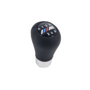 Nucă pentru schimbător de viteze din piele, cu bandă cromată, cu 6 viteze, cu logo M pentru BMW Seria E - DZ076