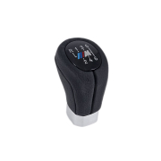 Nucă neagră din piele pentru schimbătorul de viteze cu ornament cromat, cu 6 viteze, cu logo M pentru BMW Seria E - DZ118