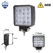 Proiector LED puternic 48W, tip bară, 110 mm, pătrat