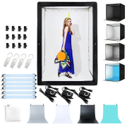 Cutie foto profesională 200x120x100cm (fotobox) cu iluminare inclusă, 4 fundaluri și accesorii