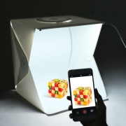 Cutie foto pentru fotografiere de produse 40x40x40cm, cu iluminare încorporată și două fundaluri