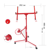 Suport/elevator pentru plăci de gips-carton și OSB cu o înălțime maximă de până la 486 cm