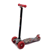 Trotinetă pentru copii cu 3 roți luminoase roșii / multicolore, TR015
