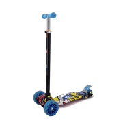 Trotinetă pentru copii cu 3 roți luminoase albastră / multicoloră, TR018